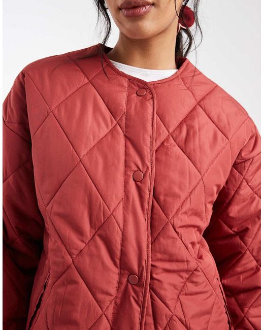 Pieces Red Quilted Lightweight Jacket