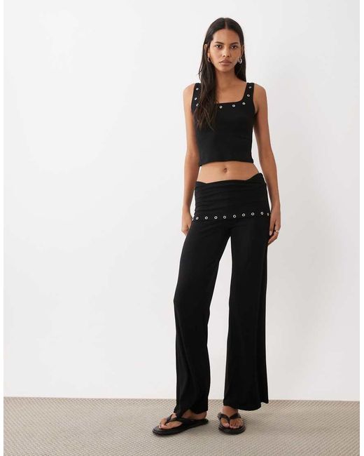 ASOS Black Scoop Neck With Eyelet Co-ord Vest Top