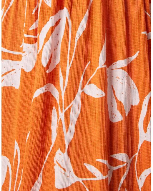 ASOS Orange Crinkle Sweetheart Neck Midi Dress