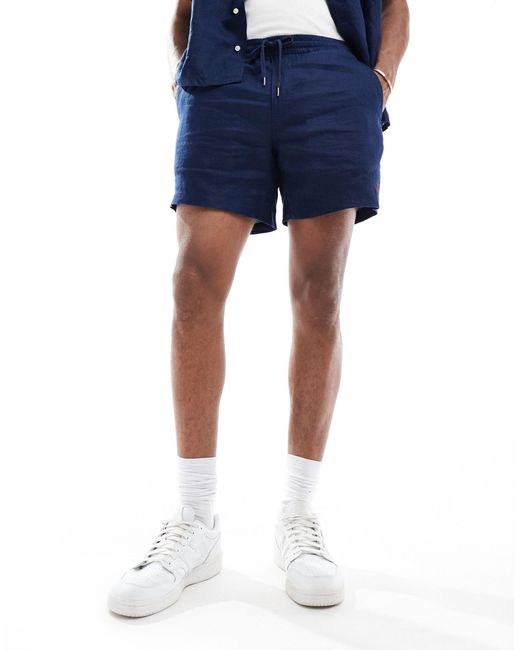 Polo Ralph Lauren Blue Prepsters Icon Logo Linen Shorts for men