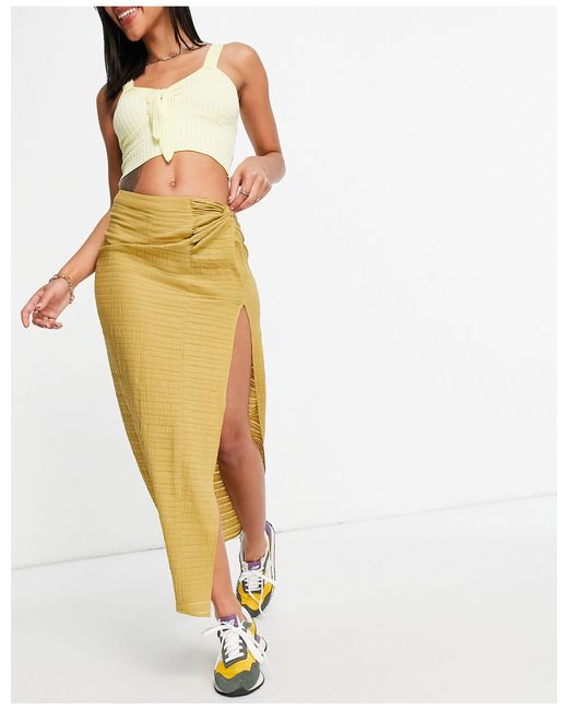 ASOS Sarong Textured Maxi Skirt in Yellow | Lyst UK