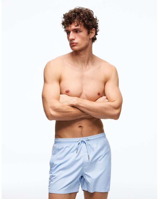 Bershka White Basic Swim Shorts for men