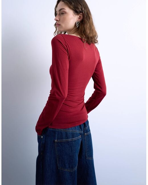 TOPSHOP Red – langärmliges oberteil aus modal
