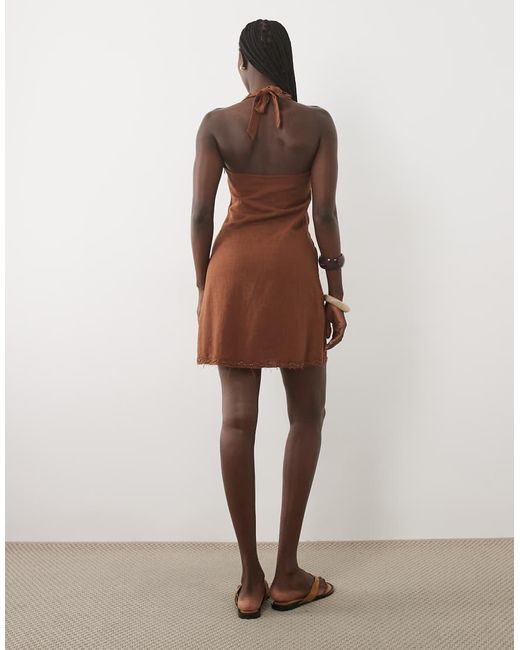 Mango Natural Teen Embellished Halterneck Mini Dress
