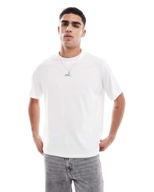 T-Shirt Oversize Bianca Con Stampa Sul Retro di Jack & Jones in White da Uomo