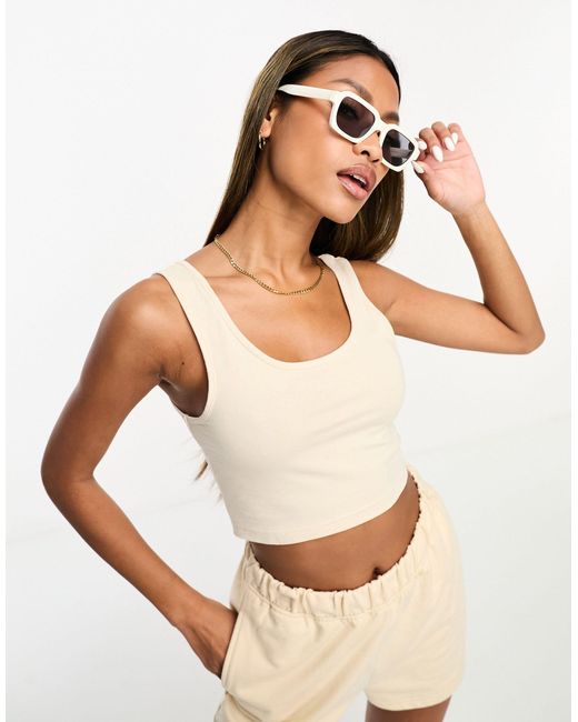 Threadbare Crop Top And Sweat Shorts Set in White | Lyst Canada