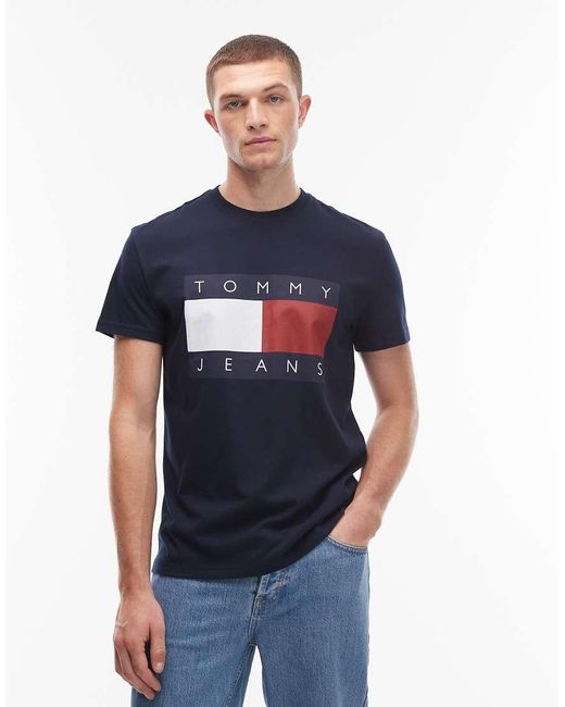 Tommy Hilfiger Blue Large Flag T-shirt for men