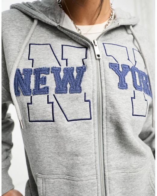 Cotton On White Cotton On Relaxed Hoodie With New York Graphic-grey