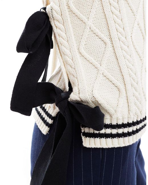 Miss Selfridge White Contrast Tipped Knitted Vest