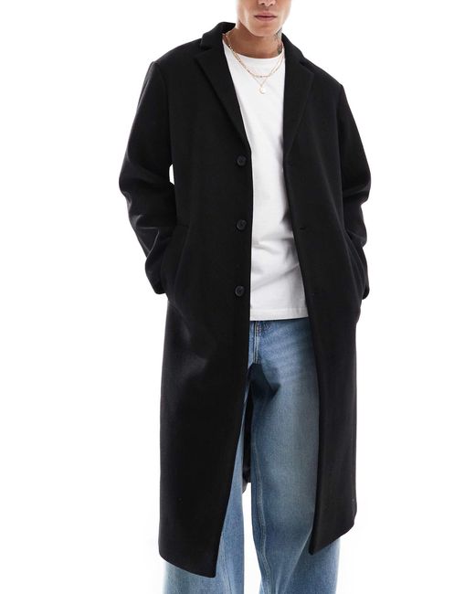 ASOS – regulär geschnittener mantel in Black für Herren