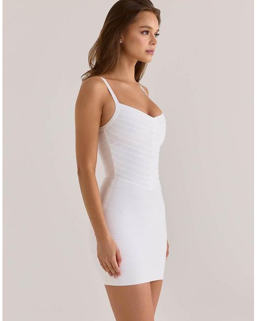 House Of Cb White The Cinch True V Waist Bandage Mini Dress