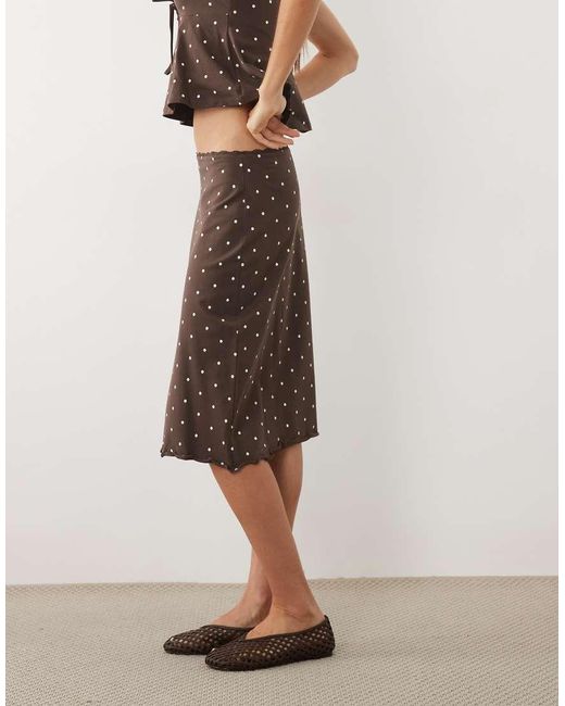 Miss Selfridge Natural Midi Skirt With Lace Trim