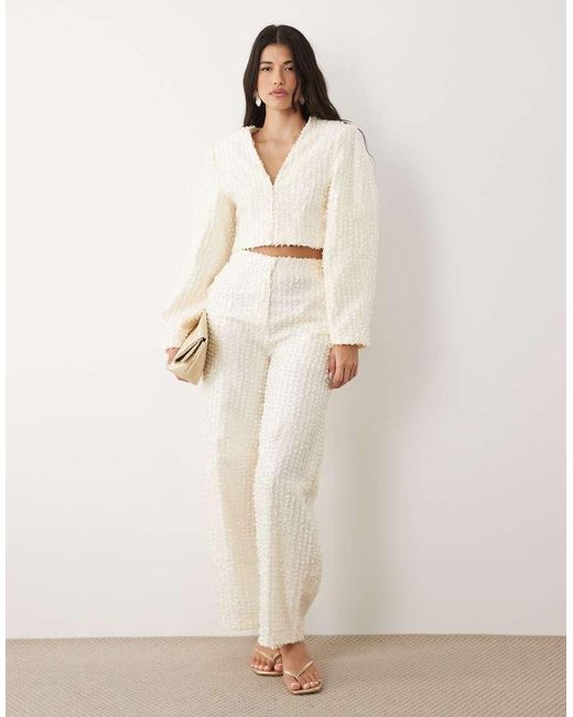 ASOS Natural Boucle Cropped Ovoid Sleeve Blazer