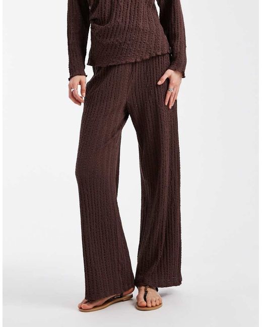 ONLY Brown Wide Leg Textured Trouser Co-Ord