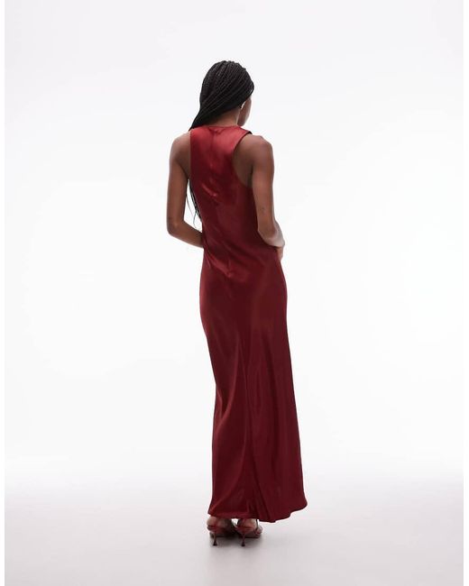 ASOS Red Satin Scoop Maxi Dress