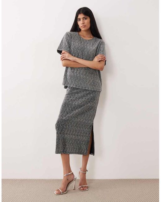 Vila T-Shirt Met Glitter in het Gray