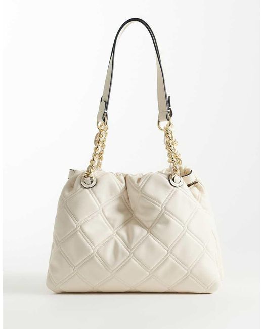 Tommy Hilfiger Natural Quilted Mini Tote Bag With Chain Strap