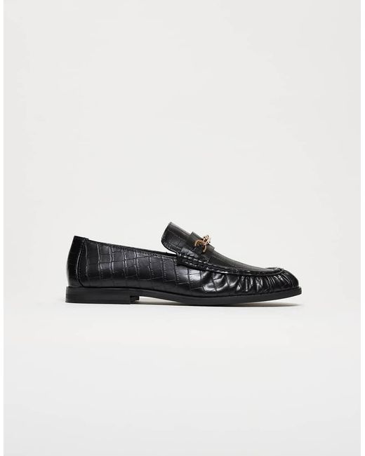 ASOS Black Penny Loafers With Ruching for men