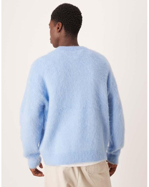 Calvin Klein Blue Brushed Alpaca Logo Jumper for men