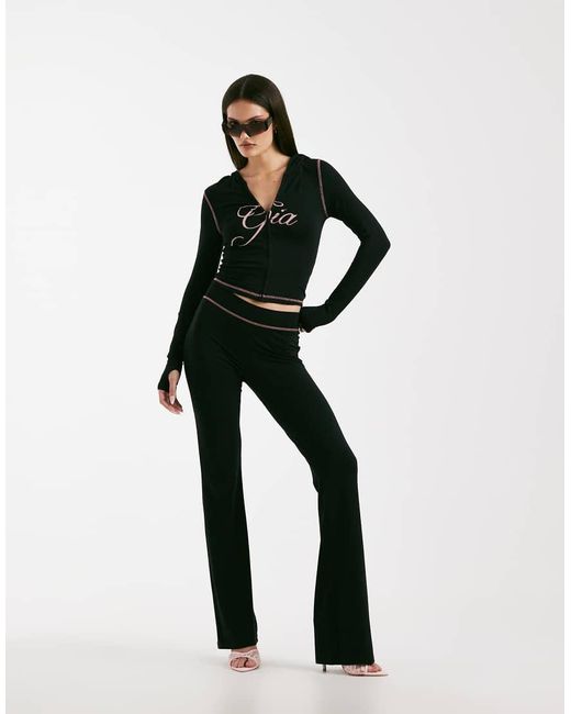 I.AM.GIA Black Blare Logo Contrast Stitch Zip Through Hoodie Co-Ord