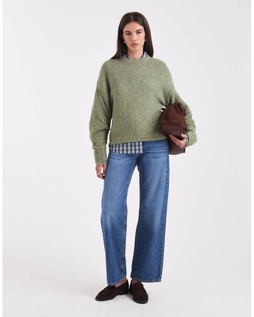 ASOS Green Ruched Sleeve Jumper
