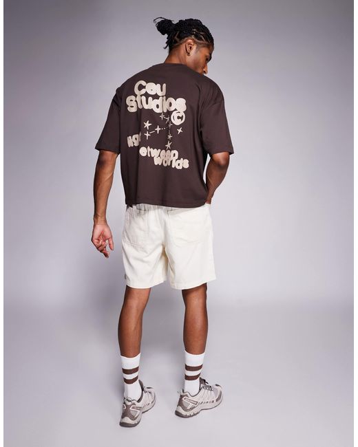 ASOS – kastiges oversize-t-shirt in Brown für Herren