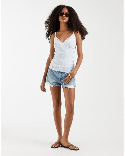 Hollister White Lace Trim Cami Top
