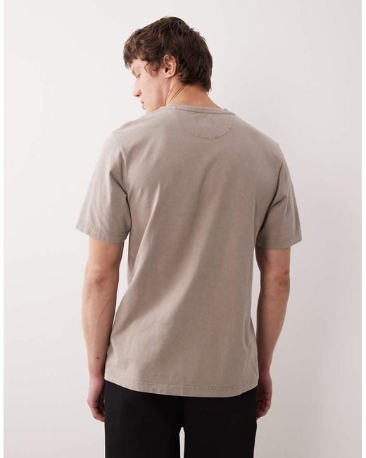 Farah Gray Stacy Short Sleeve Garment Dye Pocket Logo T-shirt for men