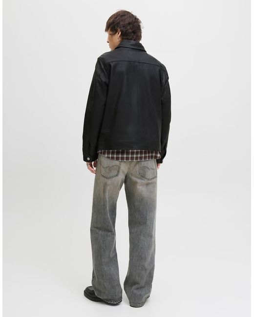 Jack & Jones Black Leather Jacket for men