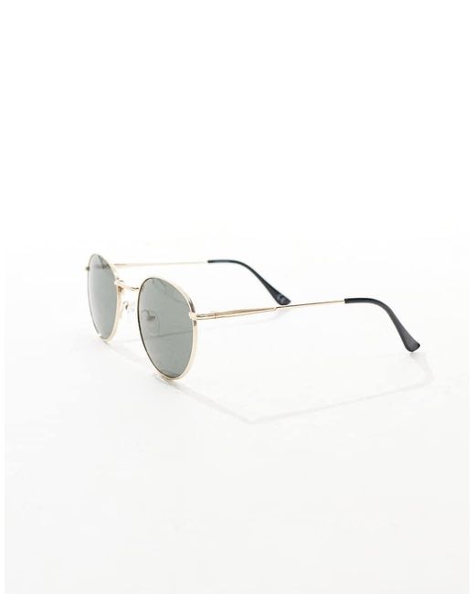 ASOS Metallic 90S Round Metal Sunglasses With Smoke Lens for men