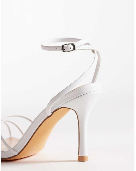 SEQWL Wide Fit White Lolly Heeled Sandal