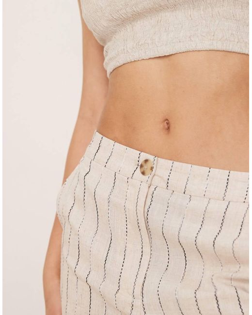 ASOS Natural Relaxed Dad Shorts With Linen