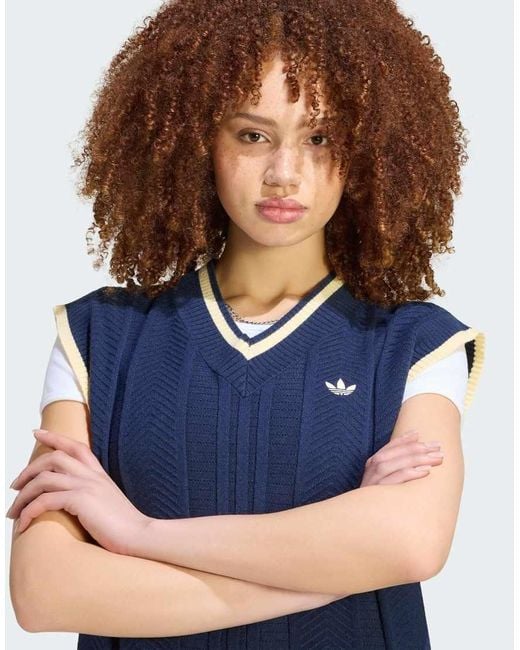 Adidas Originals Blue Cable Knit Vest