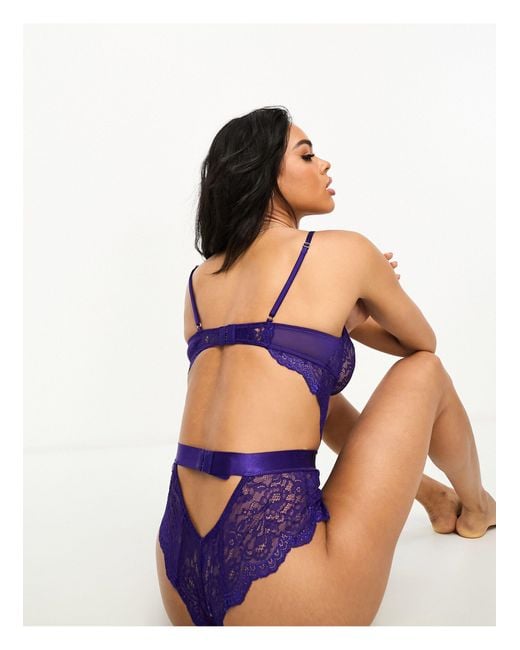 Ann Summers Hold Me Tight Underwired Lace Bodysuit in Purple