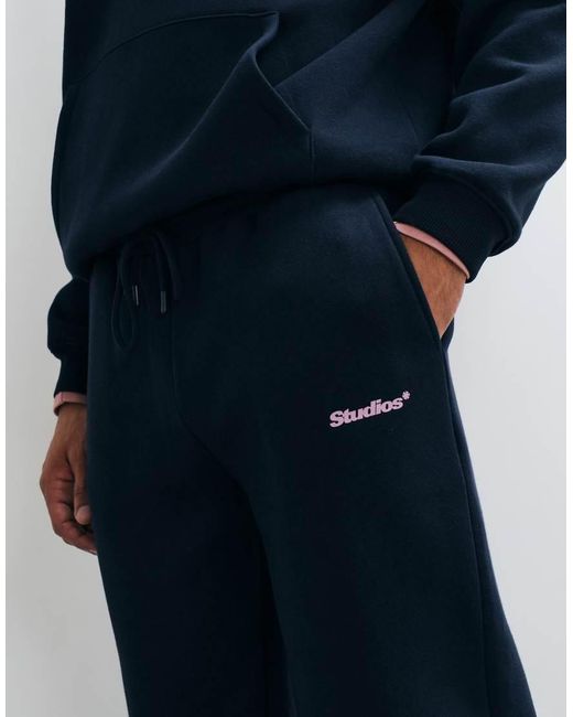 ASOS Blue Straight jogger With Pigment Print for men