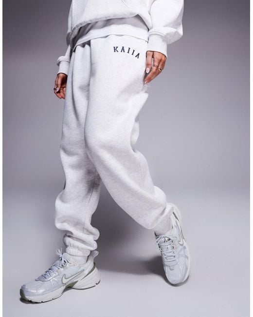 Kaiia Blue Cotton Blend Embroidered Logo Cuffed Trackies