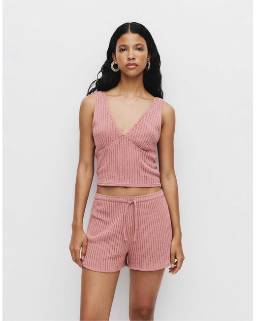 Short en maille ajourée Pull&Bear en coloris Pink