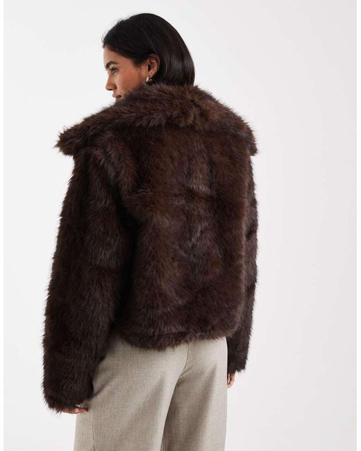 ONLY Black Faux Fur Oversized Collar Jacket
