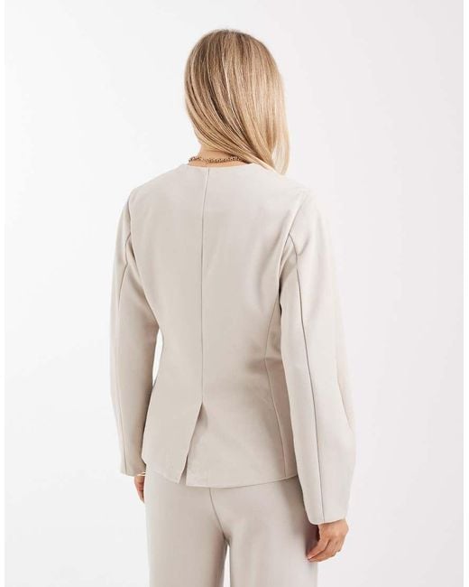 Pieces Natural Tailored Cinched Waist Blazer Co-ord