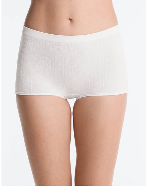 Oysho White 2 Seamless Soft-Touch Openwork Shortie Briefs