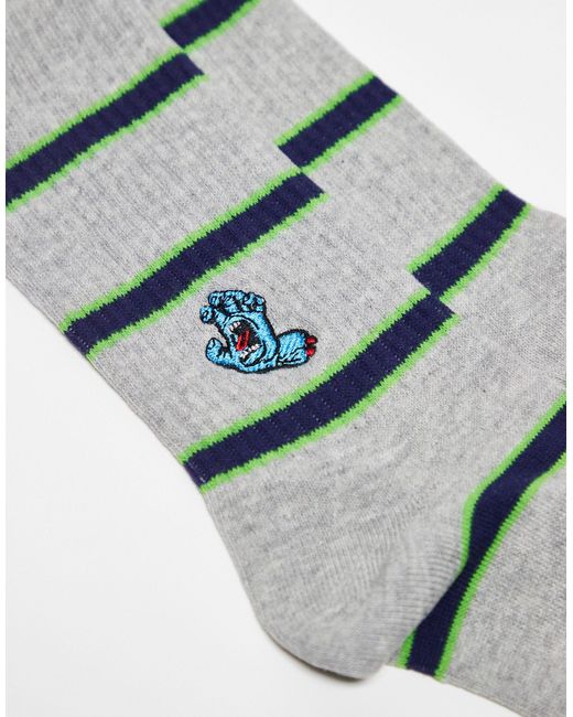 Santa Cruz White Screaming Hand Stripe Socks for men