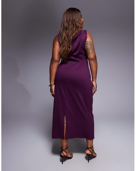 ASOS Purple Asos Design Curve High Slash Neck Pleated Midaxi Dress
