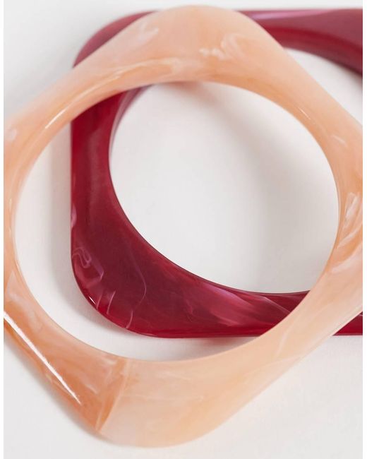 ASOS Pink Pack Of 2 Resin Square Bangles