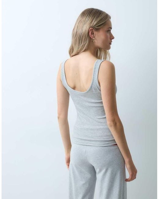 JJXX Blue Rib Henley Vest Top