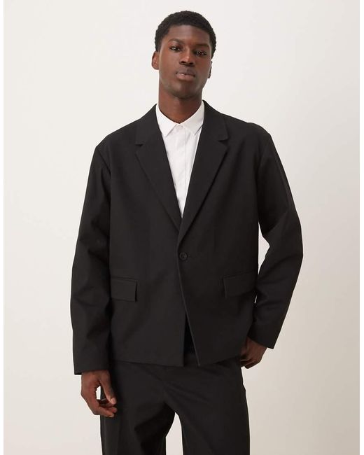 Chaqueta De Traje Negra De Corte Estándar De Algodón De ASOS de hombre de color Black