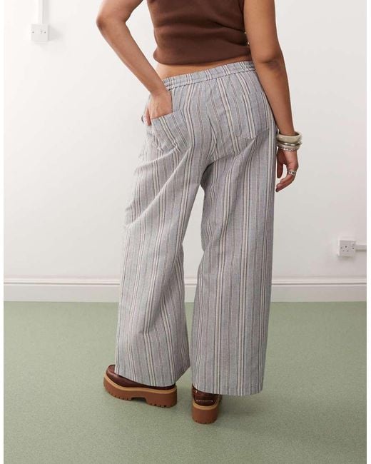 Collusion White Plus Stripe Woven Trouser With Cargo Pockets