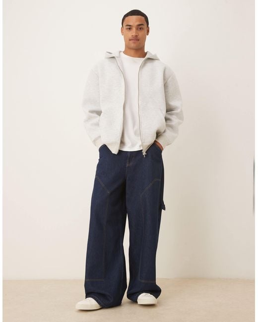 ASOS – oversize-kapuzenjacke aus material in Natural für Herren