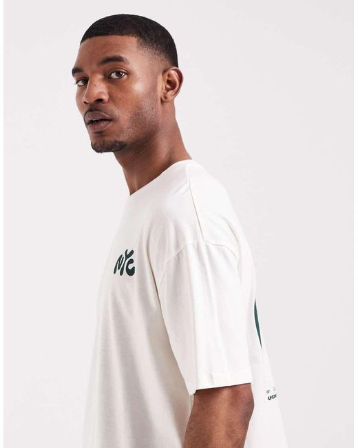ASOS White Boxy Oversized T-Shirt With Nyc Bubble Text Print for men