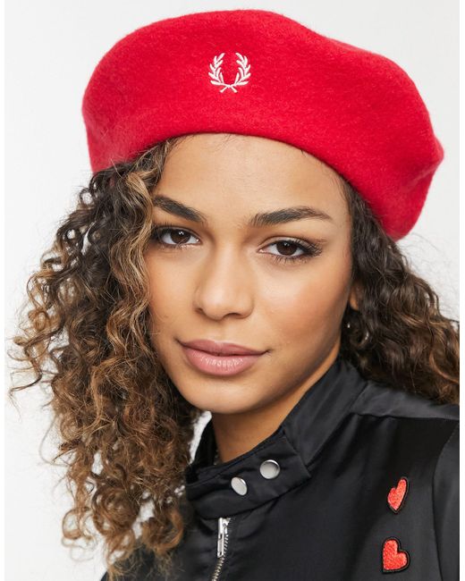 Fred Perry Wool Beret in Red | Lyst UK