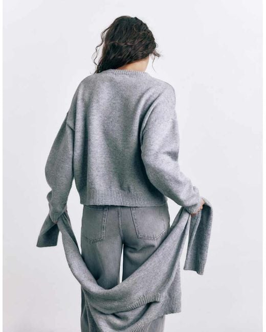 Pull&Bear Gray Basic Knit Sweater